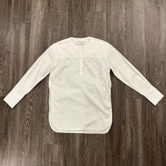 La Ligne White Cotton Tunic Top XS Long Sleeve Minimalist Shirt **Belt Missing** - Picture 5 of 16